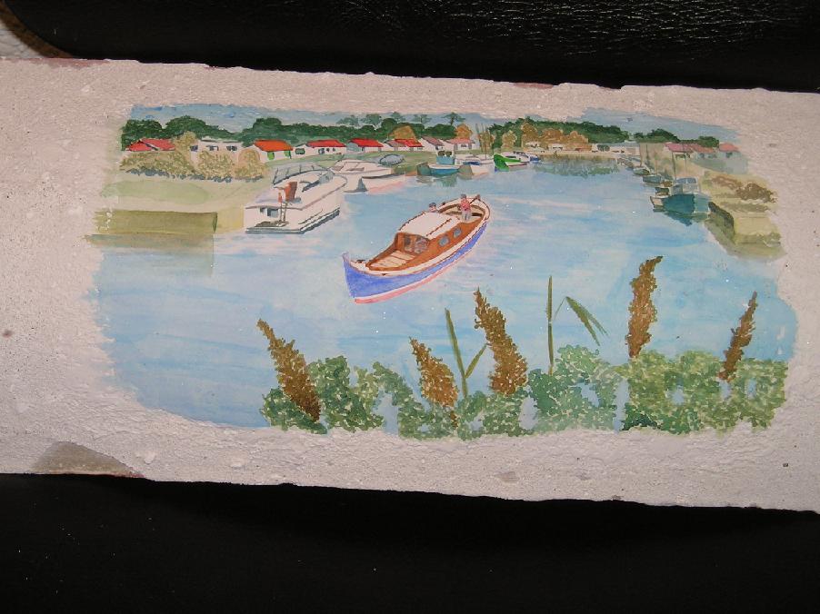 Pinasse sur tuile, aquarelle, commande