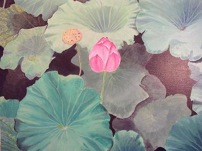 Lotus, huile sur toile, commande